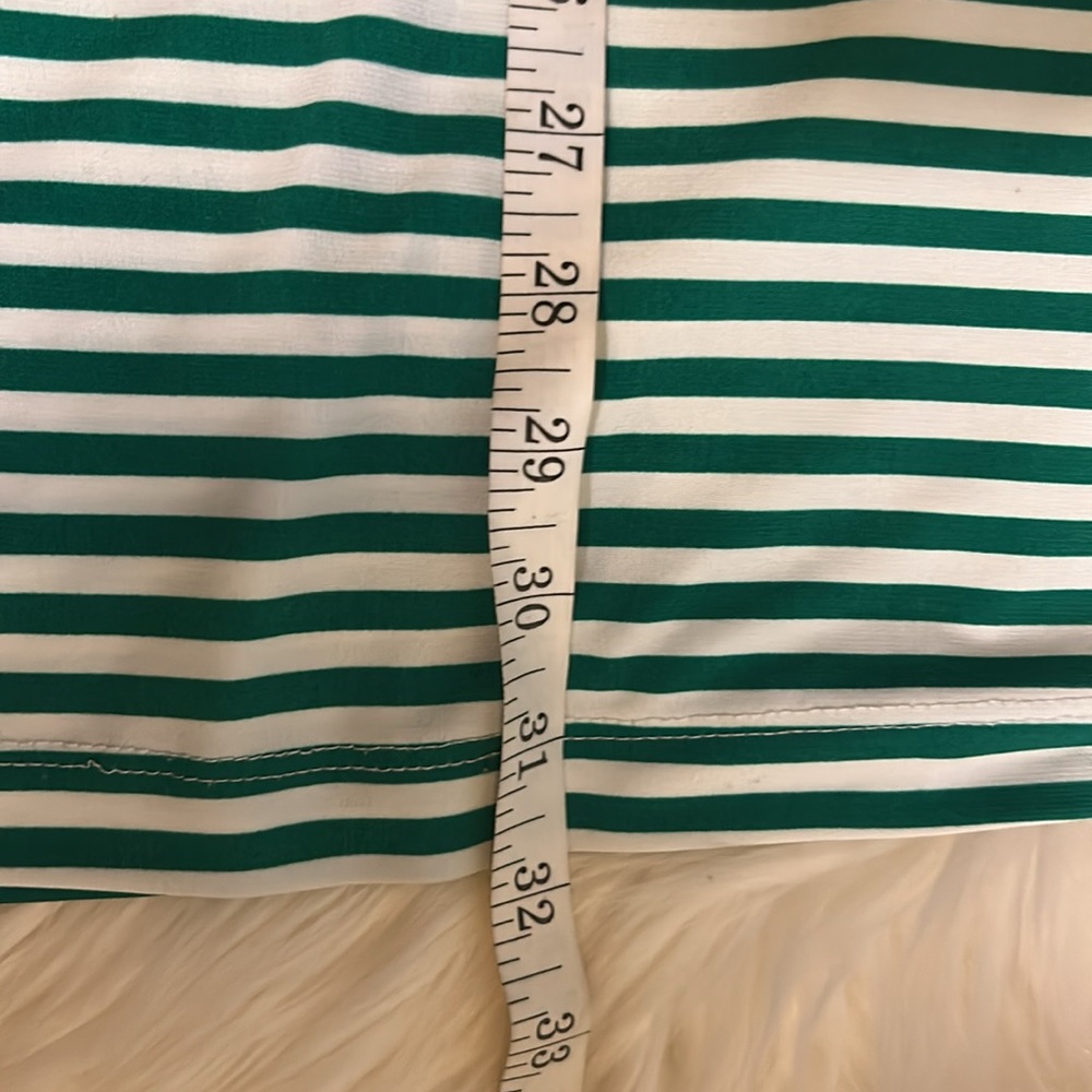 Donna Morgan Green and White Striped Mini Dress Size 12 - Picture 7 of 8